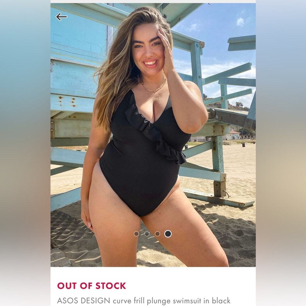 ASOS Design Curve Frill Plunge Swimsuit in Black